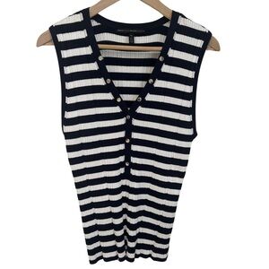 White House Black Market Striped Sweater Tank Blue White Size XLarge Nautical